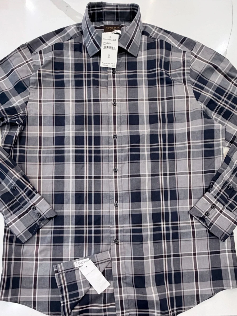 Thomas Dean Gray, Navy and White Plaid Button-Down Shirt